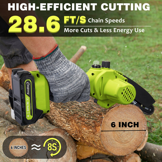 Fluorescent Green Mini Chainsaw – Portable Cordless Wood Cutter