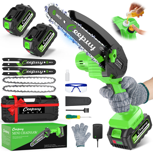 6-Inch Mini Chainsaw, Cordless Battery Chainsaw, Electric Chainsaw for Wood Cutting, Garden Tool