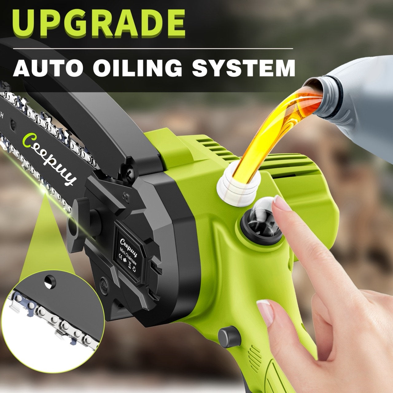 Fluorescent Green Mini Chainsaw – Portable Cordless Wood Cutter