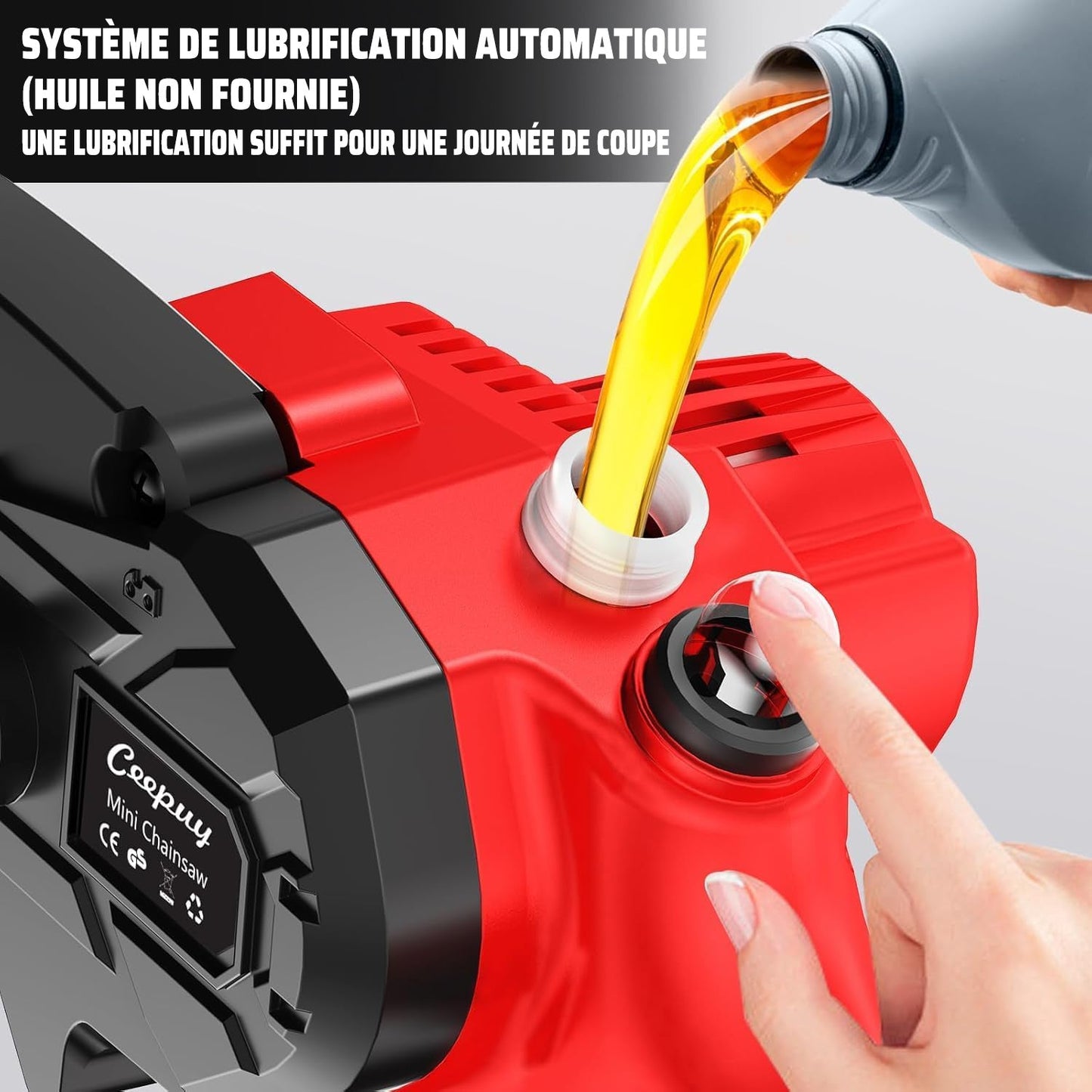 Mini Chainsaw, Electric Cordless Chainsaw Portable Handheld Chainsaw (red 6 inch)