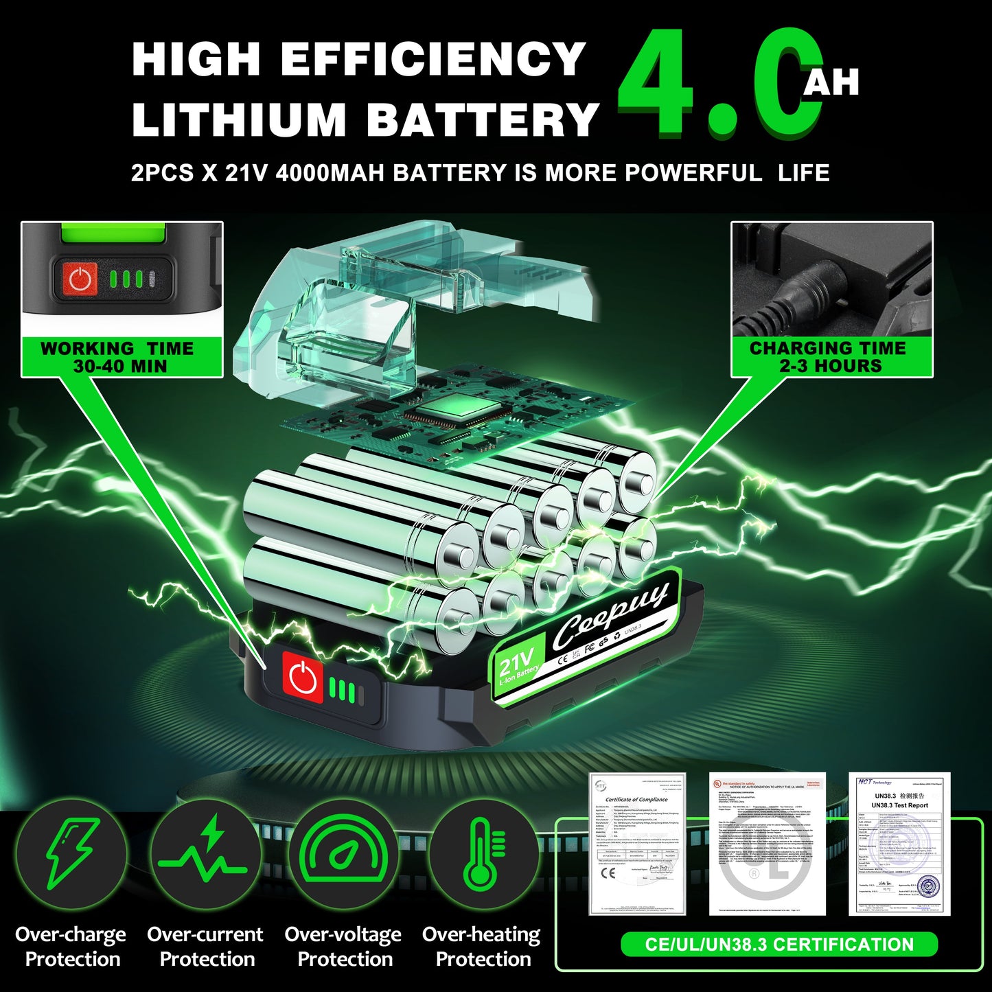 Gray 8 Inch Mini Chainsaw – Cordless Electric Wood Cutter with 2 Batteries