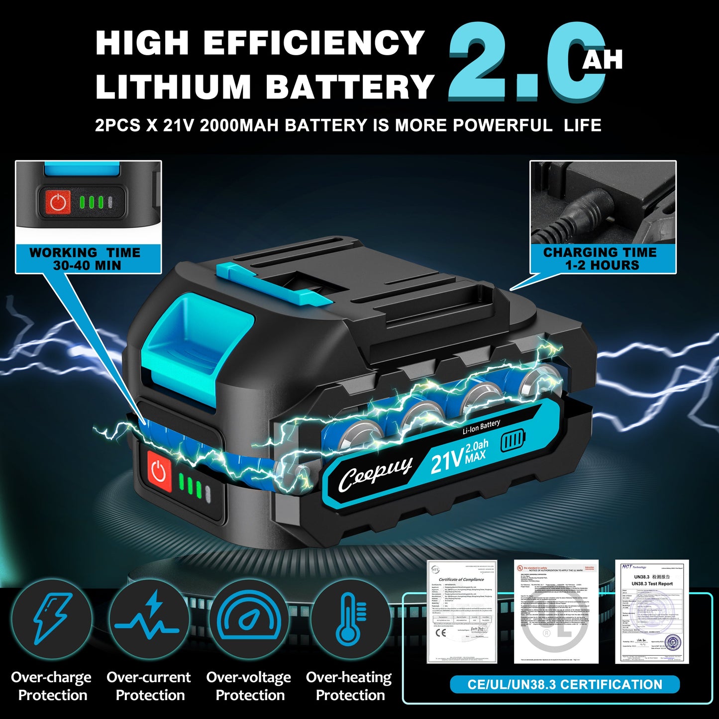 Sky Blue Mini Chainsaw – 6” Cordless Electric Wood Cutter