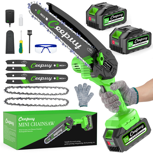 Mini Chainsaw with Battery, 20.3 cm (8-Inch) Cordless Chainsaw, Electric, Compact, Wireless, for Garden