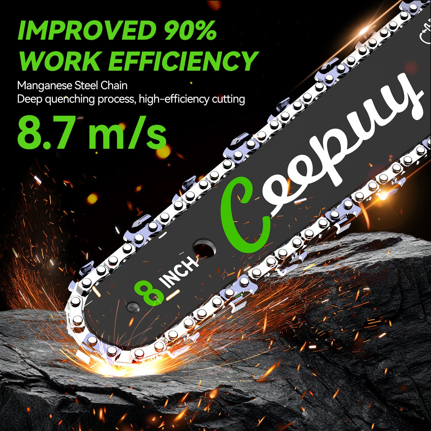 Mini Chainsaw with Battery, 20.3 cm (8-Inch) Cordless Chainsaw, Electric, Compact, Wireless, for Garden